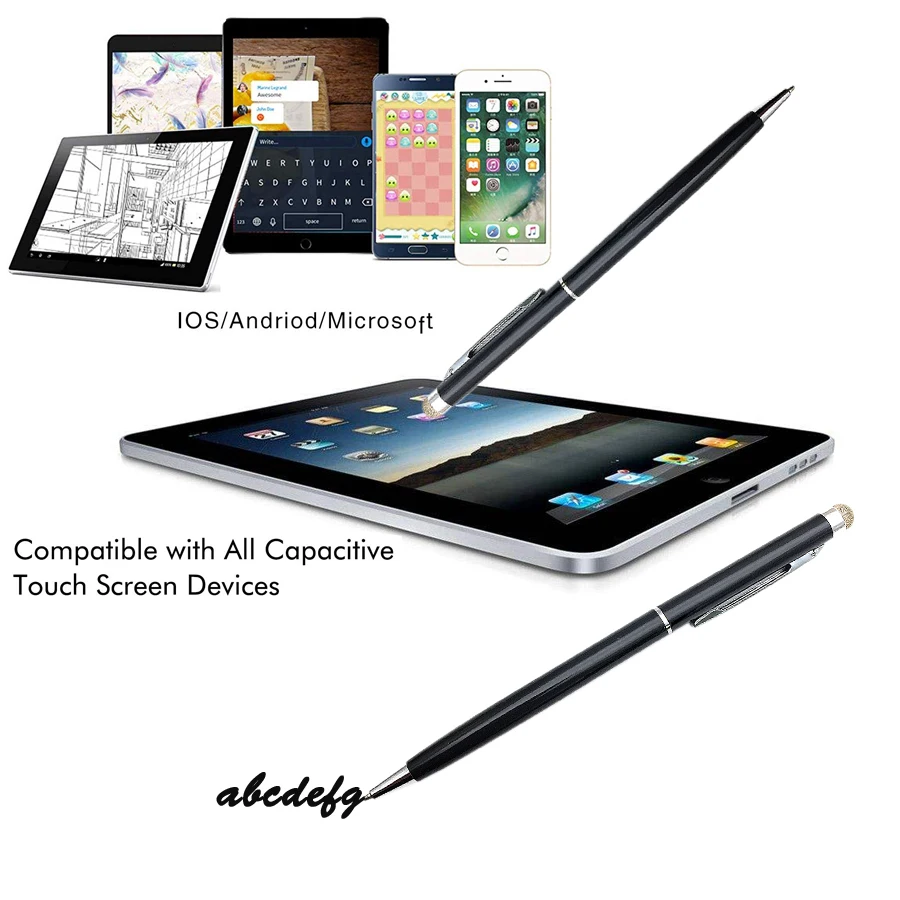2 In 1 Metal Capacitive Touch Screen Microfiber Stylus With Roller Ballpoint Pen Gift For Apple iPad iPhone Custom DIY Logo