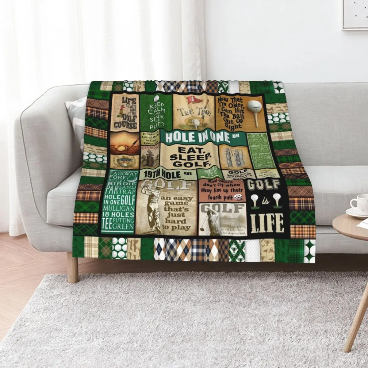 

Golf Vintage Pattern Throw Blanket blankets ands Flannels Multi-Purpose Decorative Beds Blankets
