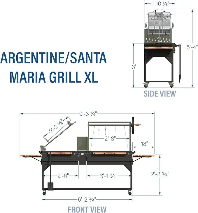 XL Outdoor BBQ Grill Argentinian With Argentine Charcoal Powder Coated Steel