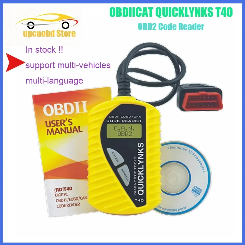 OBDIICAT QUICKLYNKS T40 support multi-vehicles/language CAN OBDII Scanner Auto Diagnostic Tool OBD2 EOBD JOBD OBD2 Code Reader