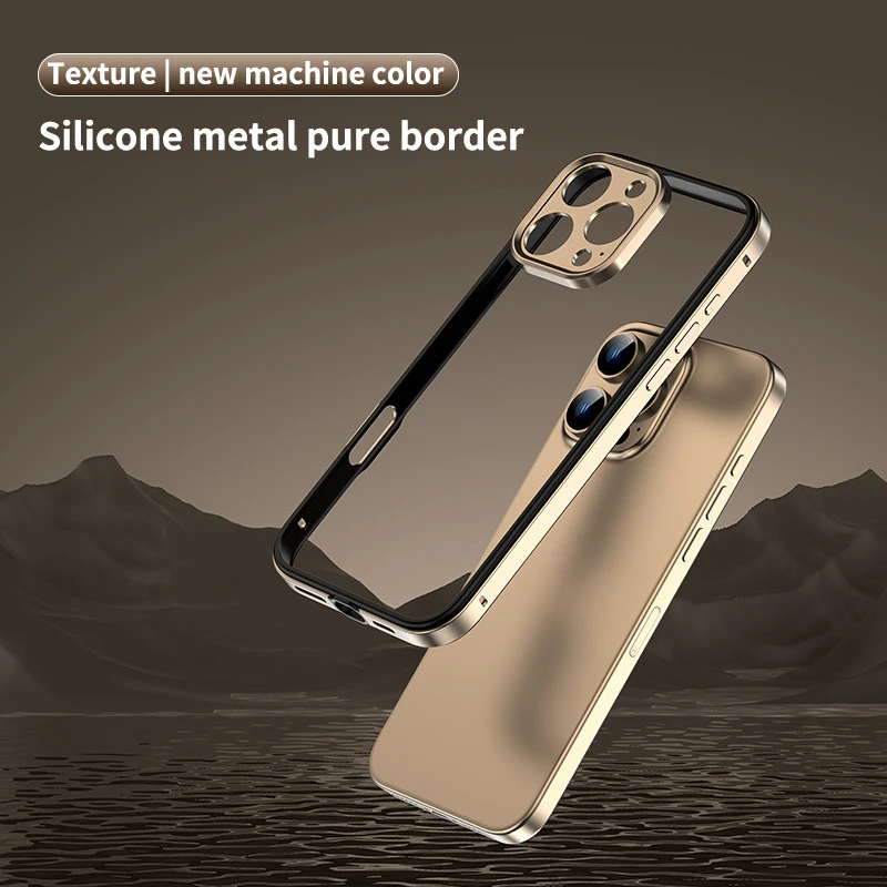 For iPhone 16 15 Plus 16 Pro Max Case Shockproof Bumper Luxury Hybird Silicone Meatl Frame With Aluminum Camera Protector