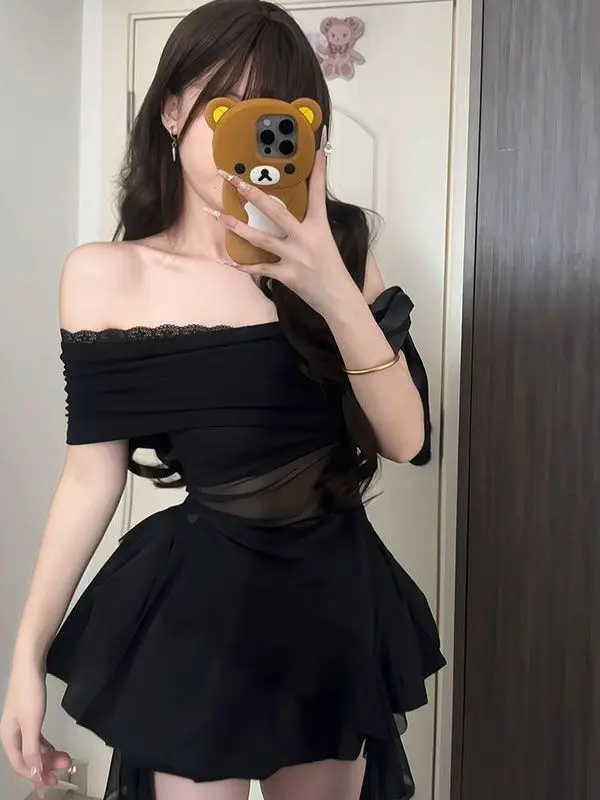 

Bla Lace ort Sve High Waist Puffy Skirt Set Women's Summer New Sle Sexy Sle Date Scene Adult Size 8-25 Years Old