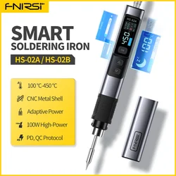 FNIRSI HS-02 스마트 납땜 스테이션, 전기 납땜 다리미, 일정한 온도 조절 가능, 빠른 열 납땜 다리미 키트, 100W