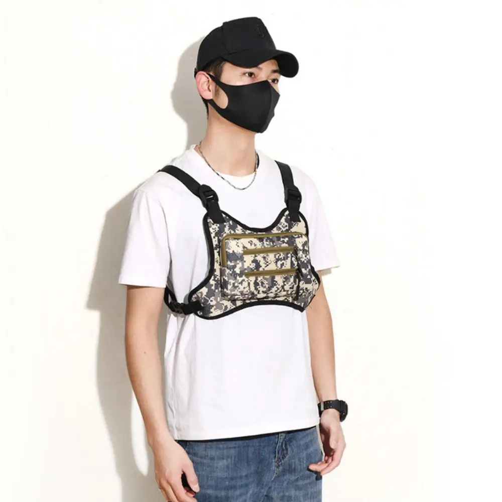 Adjustable Sports Vest Bag Multi-functional Lightweight MOLLE Chest Bag Oxford Cloth Water Resistant Running Vest Bag Men