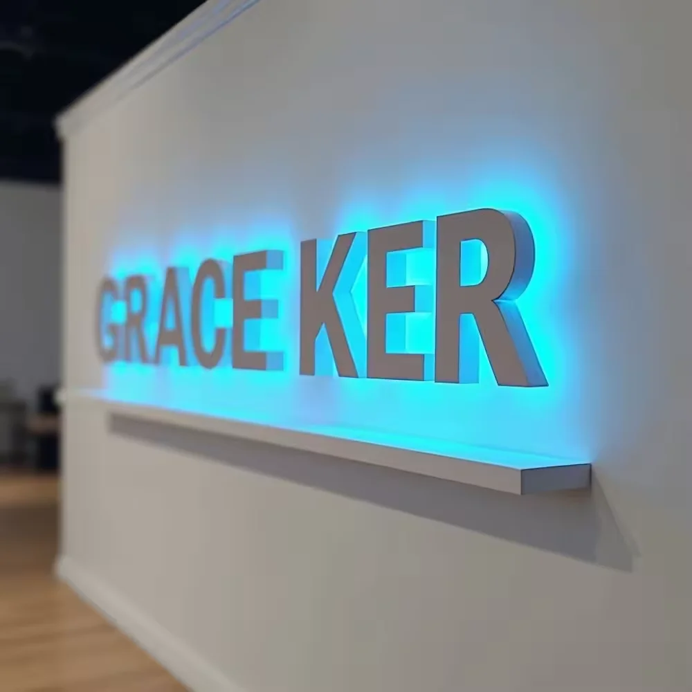 LED lluminated Backlit Sign Custom Business Logo Metal Letters Sign Office Outdoor Storefront Sign Dropshipping Trade Show