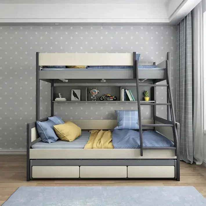 Children's bed   bunk bed solid wood two-layer high and low bed for boys and girls