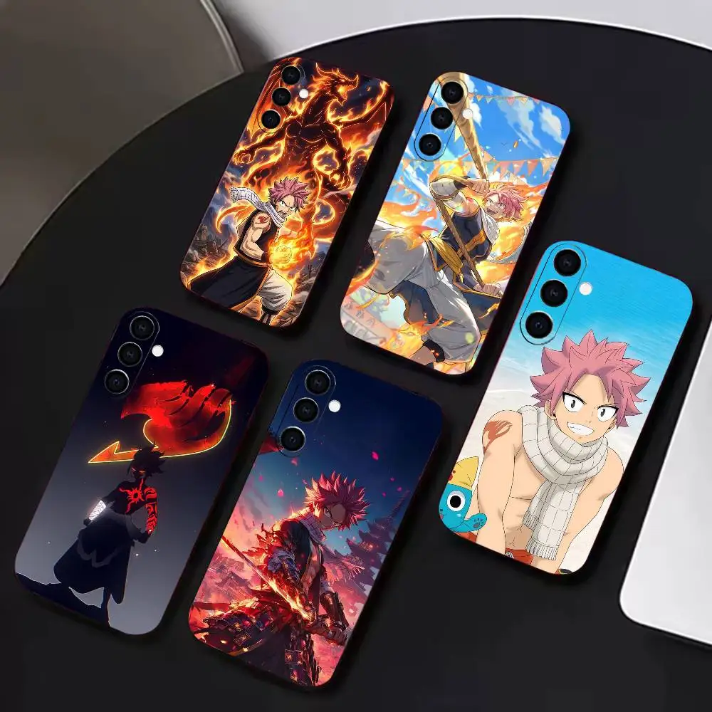 Team F-FAIRY TAIL Natsu Phone Case For Samsung A72,A53,A71,A70,A52,A73,A51,Silicone Black Soft