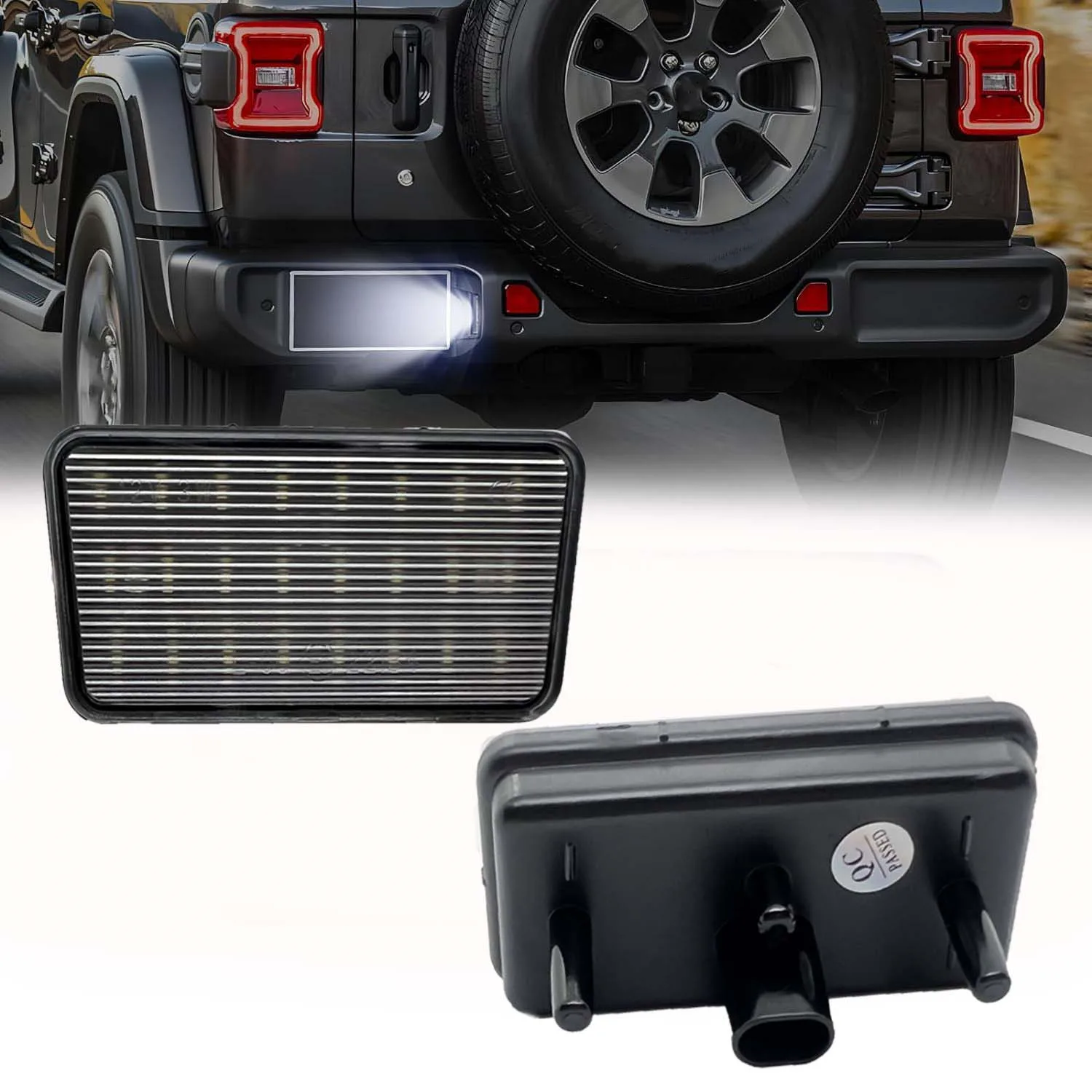 1Pc For Jeep Wrangler JL 2018 2019-2021 LED License Plate Lights Car Rear Number Plate Lamps 18smd Canbus White Auto Accessories