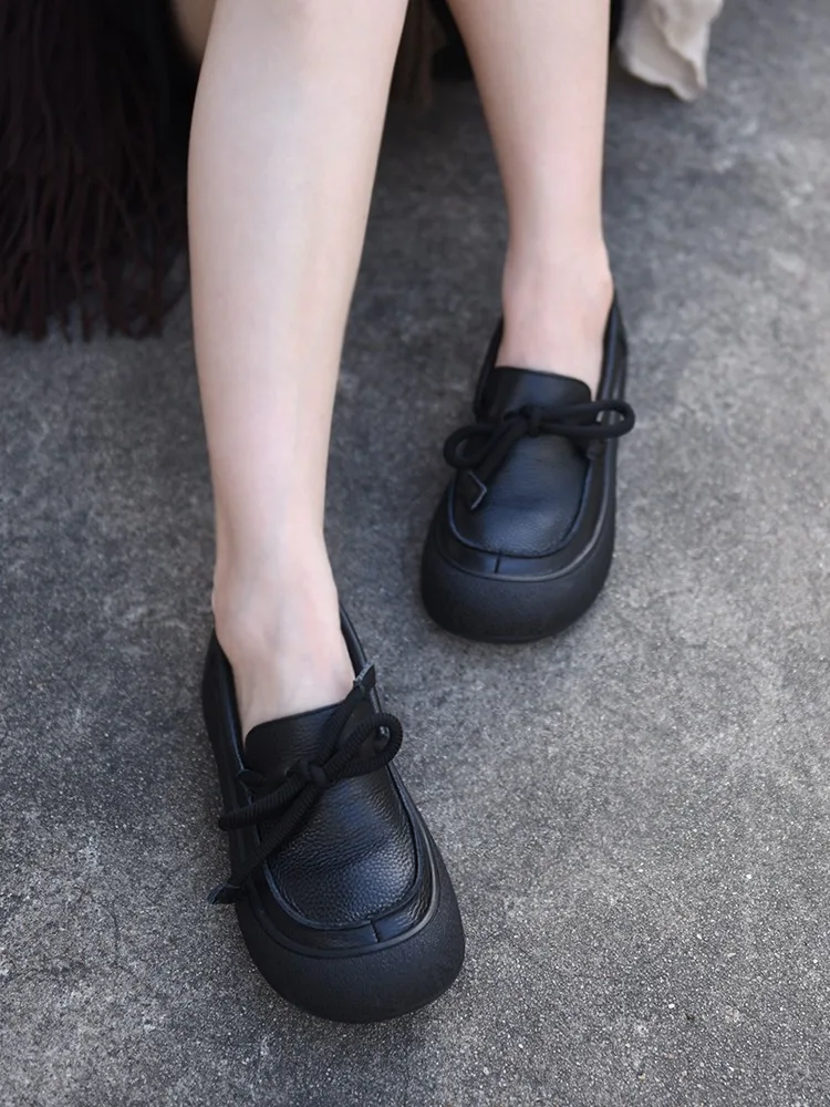 

Artmu Luxury Lace Up Flats Shoes For Women Loafers Slip On White Sewn Casual 2025 Spring Genuine Leather Soft Soles Lazy Shoes