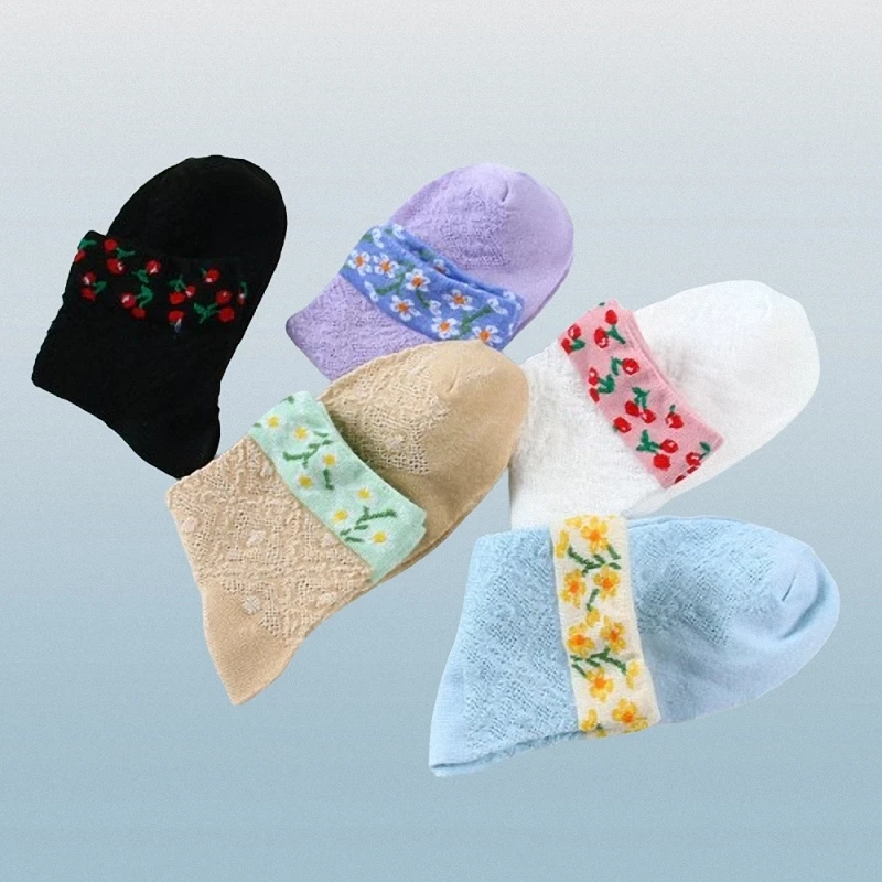 Chaussettes à Motif en Relief Tridimensionnel, Confortables, Respirantes, Absorbantes la Sueur, Décontractées, Bateau Peu Profond, 5/10 Paires