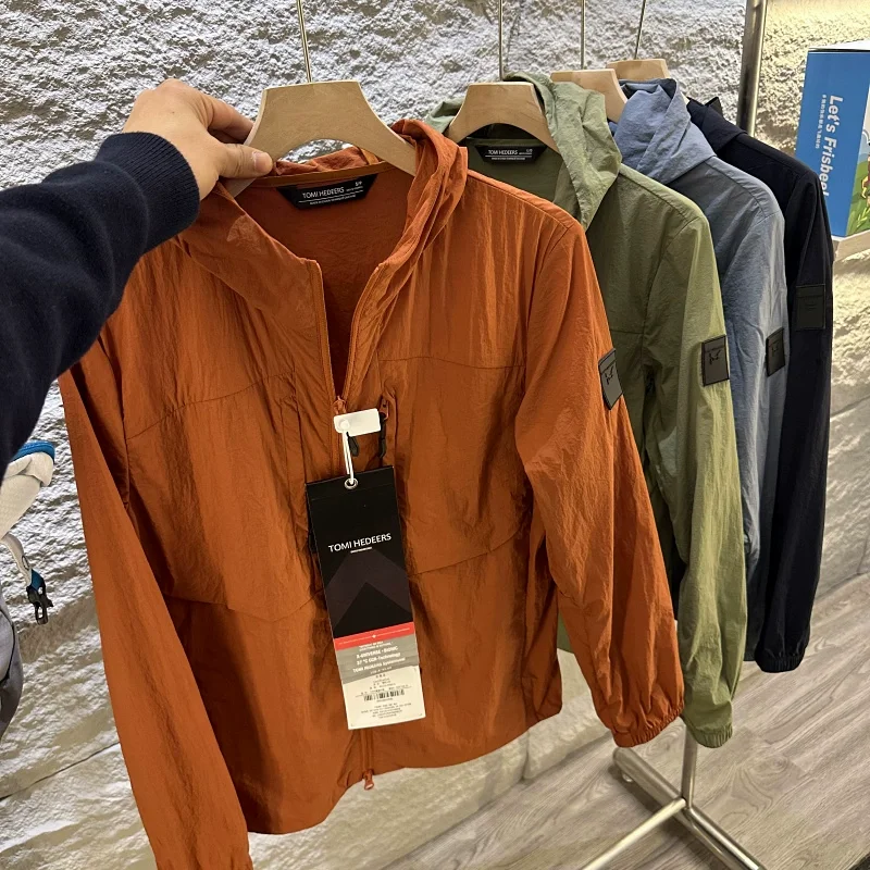 

Мужская уличная куртка премиум-класса с капюшоном, дышащая, с защитой от солнца, весна-лето, модная, городская, с длинными рукавами, приталенного кроя