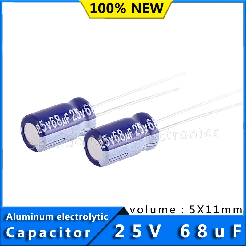 10/Pcs 68uf 25v 105 degrees celcois 5X11 High Frequency Low Resistance Aluminum Electrolytic Capacitor 25V 68uF 5*11mm