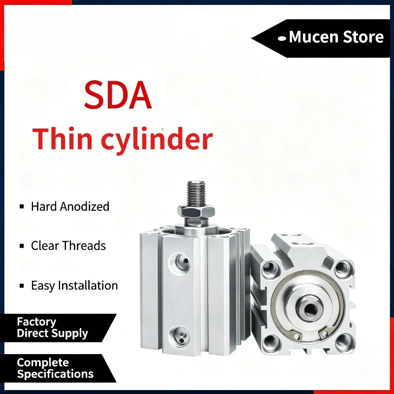 SDA thin cylinder SDA16*5/10/15/20/25/30/35/40/45/50mm small diameter, adjustable single-acting with magnetic jack