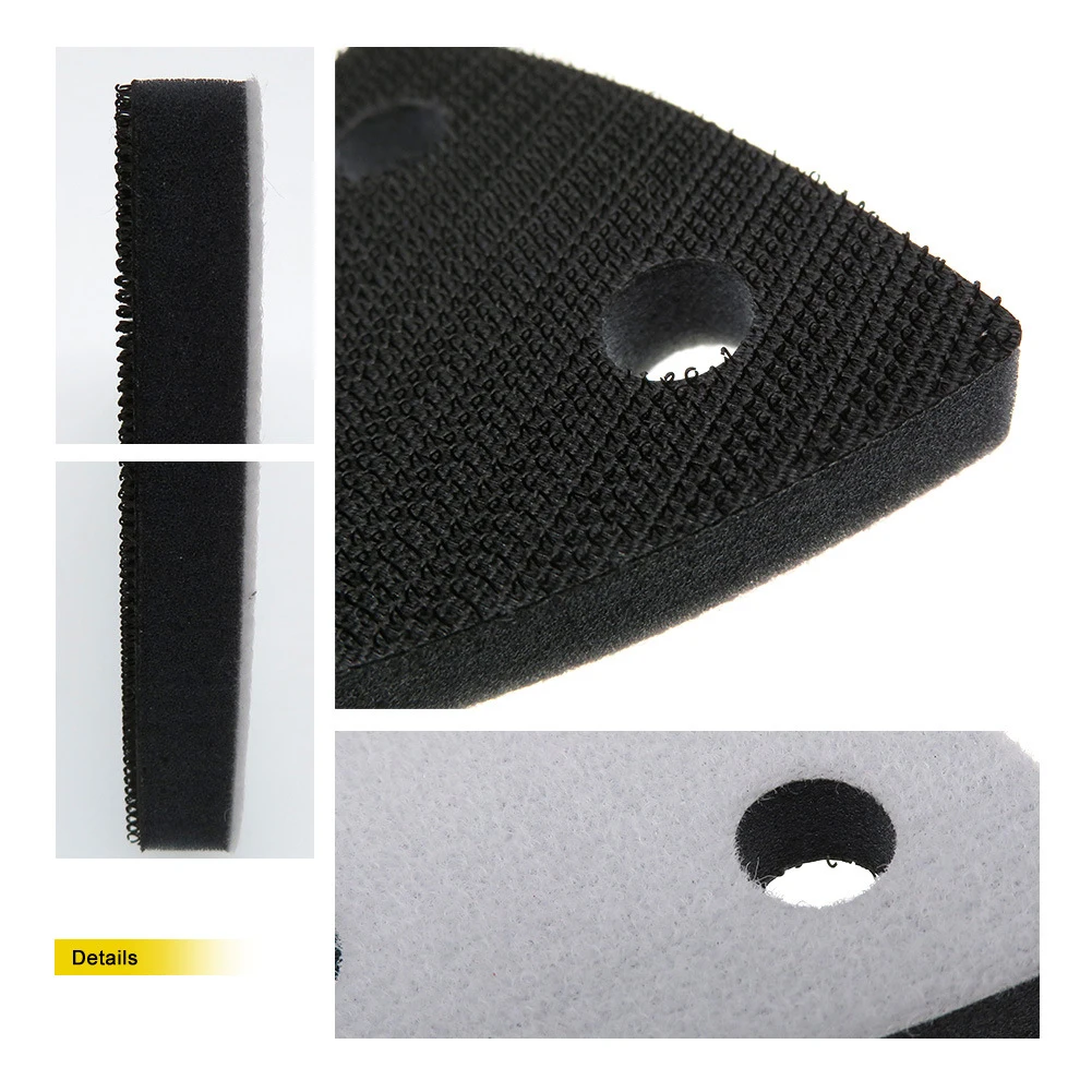 Polishing Disc Backing Pad 80x80x80mm Black / White Sponge Triangle 12mm Thickness 1Pc 3 Holes Foam Construction