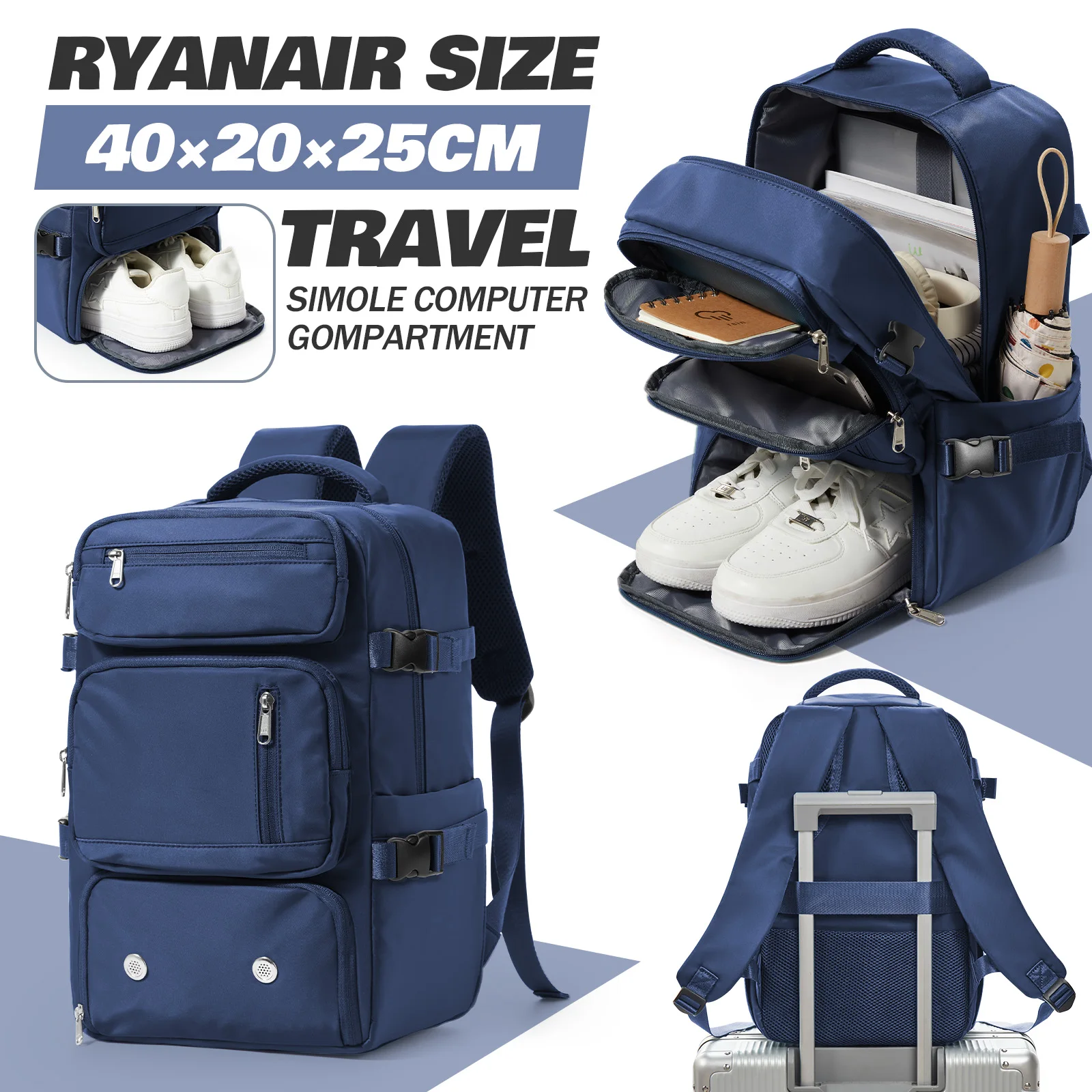 

Travel Backpack Cabin Bag, Ryanair Backpack 40x20x25 Carry-Ons, Men Women 15.6 inch Laptop Backpack, Casual 40x30x20 Backpack