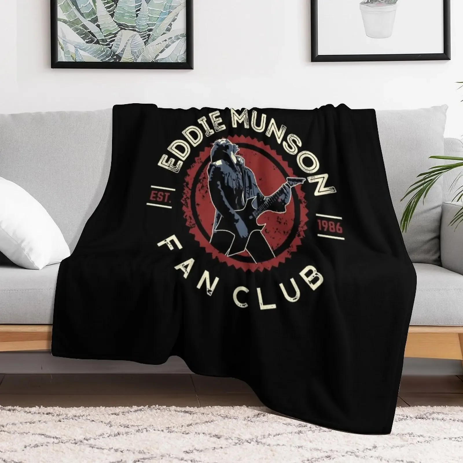 Eddie Munson Guitar Fan Club Throw Blanket Beach Warm Blankets