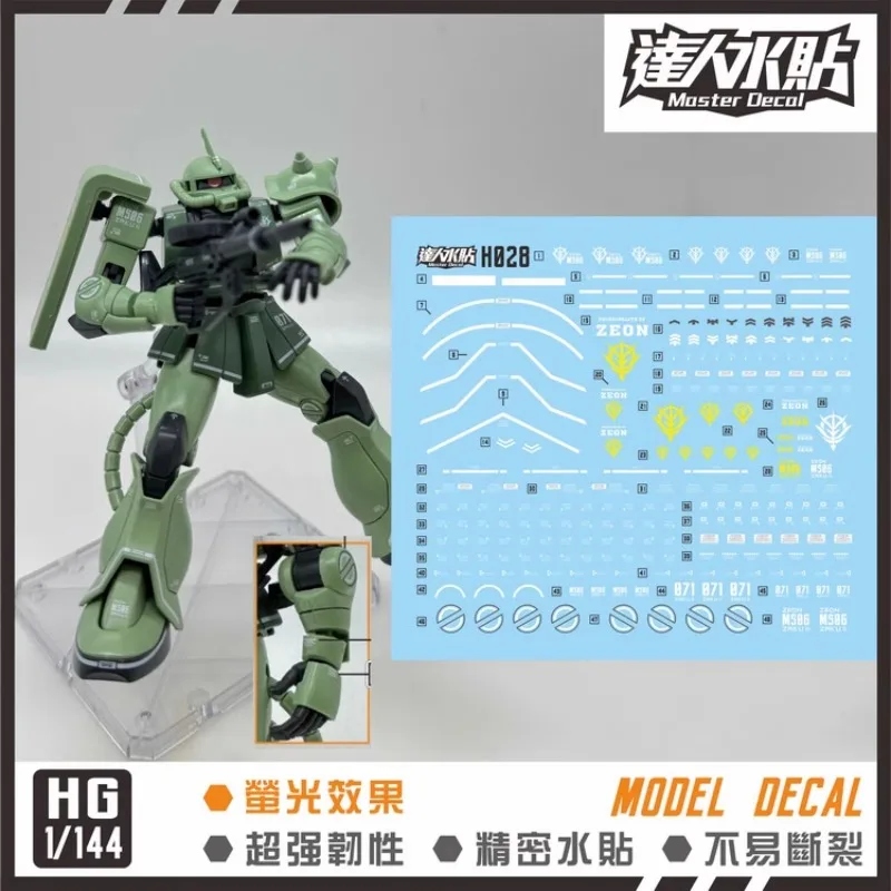 Master Decal H028 Fluorescent Water Slide Decals Fit HG 1/144 MS-06 Zaku II Ultra High Precision Hobby DIY Assembly Model Decor