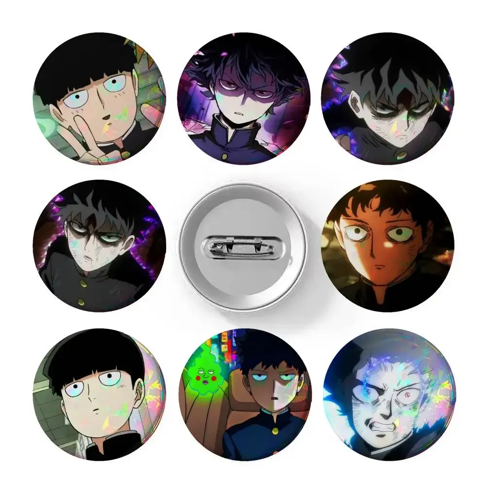 Anime Mob Psycho 100 Shigeo Kageyama  Badges 25 32 44 58 75 mm Round Cosplay Pin Bag Decor Fans Collect Brooch Souvenir