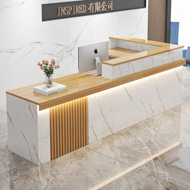 

Modern Office Luxury Business Reception Desk Hotel Front Counter Lobby Beauty Salon Clinic Corporate Mostrador Bank Furniture