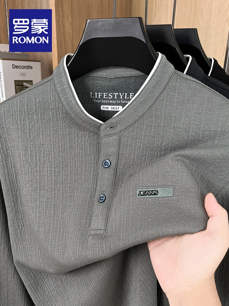 

Rn Men's Long Sve T-irt Stand Collar Loose Casual Faion Urban Sle Breathable Lightweight Busin Casual Top