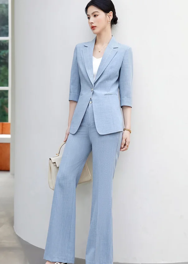 Suit set for women, spring and summer, thin, seven-sleeve, petite, high-end feeling, temperament, professional, formal work clot