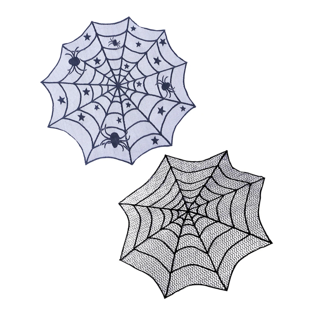 

2 Pcs Scarf Spider Web Tablecloth Tablecloths Decoration Lace Decorations Halloween Party Indoor