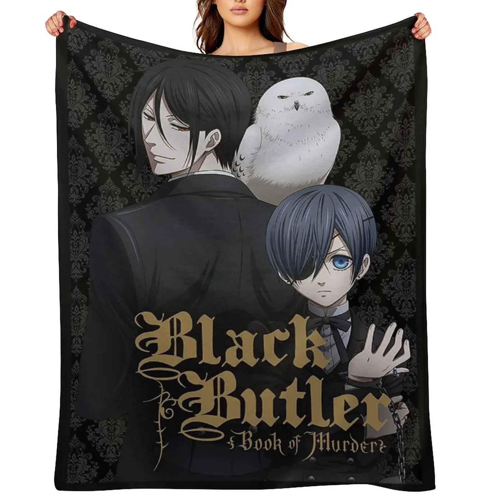

black butler black Throw Blanket Warm Hairy Flannels Luxury Designer Blankets