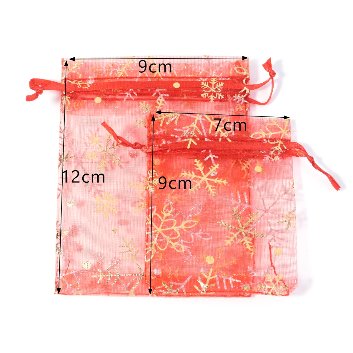 10pcs/lot Hot Printing Organza Gift Bag For Jewelry Snowflake Drawstring Pouches For Wedding Christmas Party Candy Packing