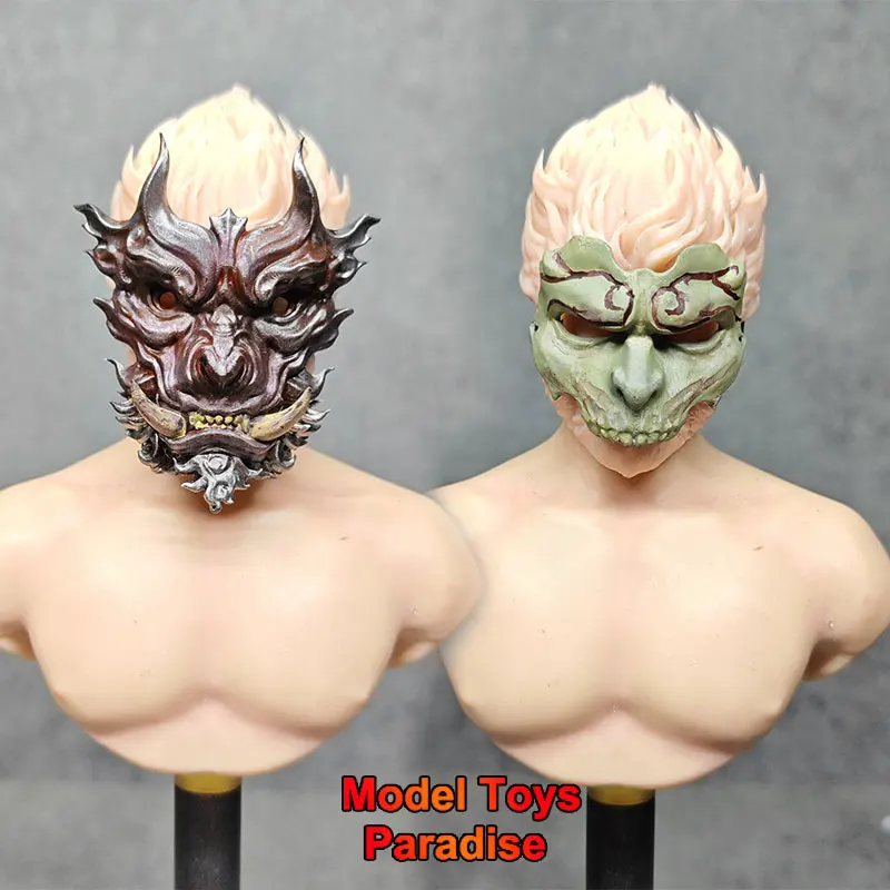 1/6 Soldier Diamond Bronze Monkey Demon Mask Black Myth: Wukong Halloween Mask Fit 12inch Movable Action Figure Model