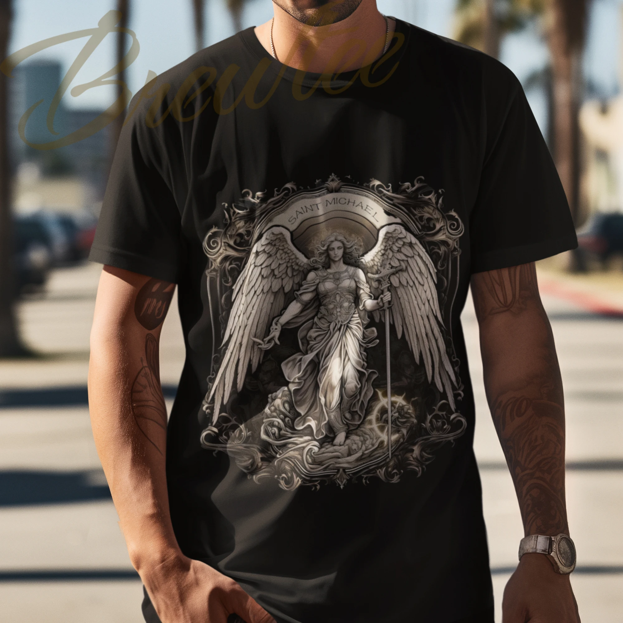 New Limited St Michael The Archangel T-shirt, Católicos Santo, Tee religiosa, S-5XL