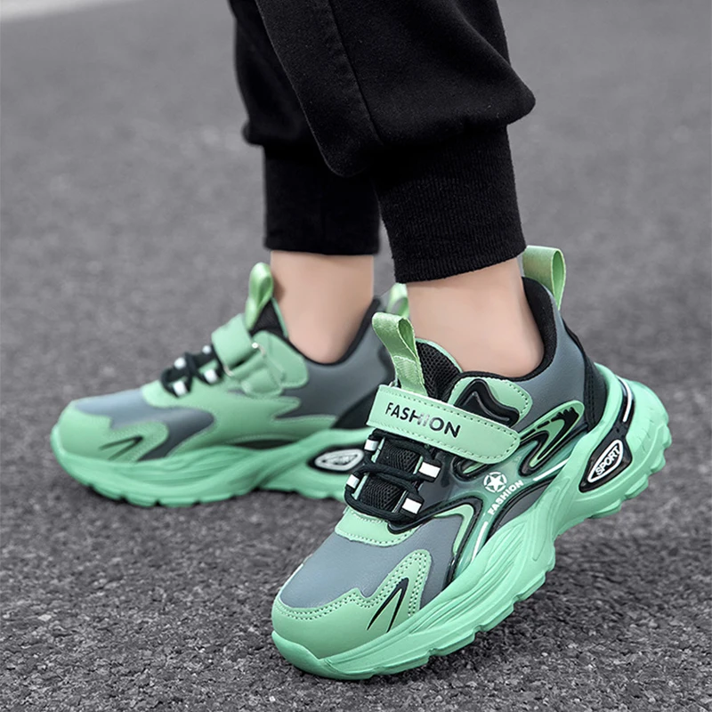 Four Season Universal Children's Shoes Synthetic Leather Runshoes Boys Ordinary Thick Shoe Lightweight Shock Absorption Sneakers