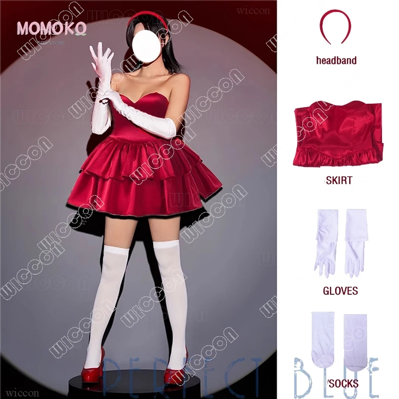 Anime Perfect Movie Blue Mima Kirigoe Rumi Cosplay Costumes Wig Red Dress Women Halloween Scary Film Party Roleplay Fancy Outfit