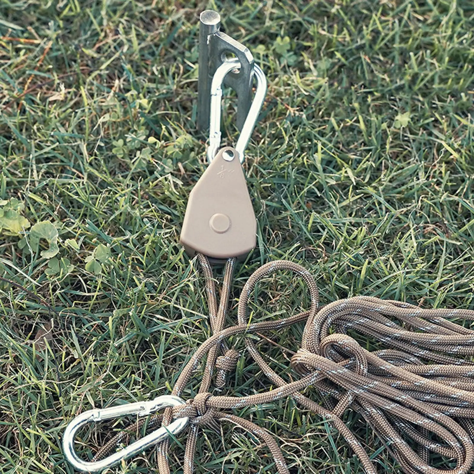 Reflective Camping Rope with Metal Buckles - Quick Setup Tent Pulley for Easy for hiking Installation