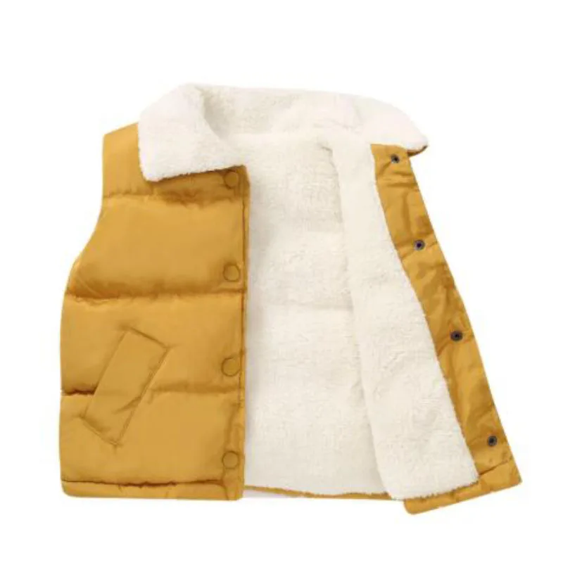 Child Vest Winter Boy Girl Thickened Warm Casual Square Collar Lamb Fleece Sleeveless Jacket 2-10 Year Old Fashion Kids Clothing