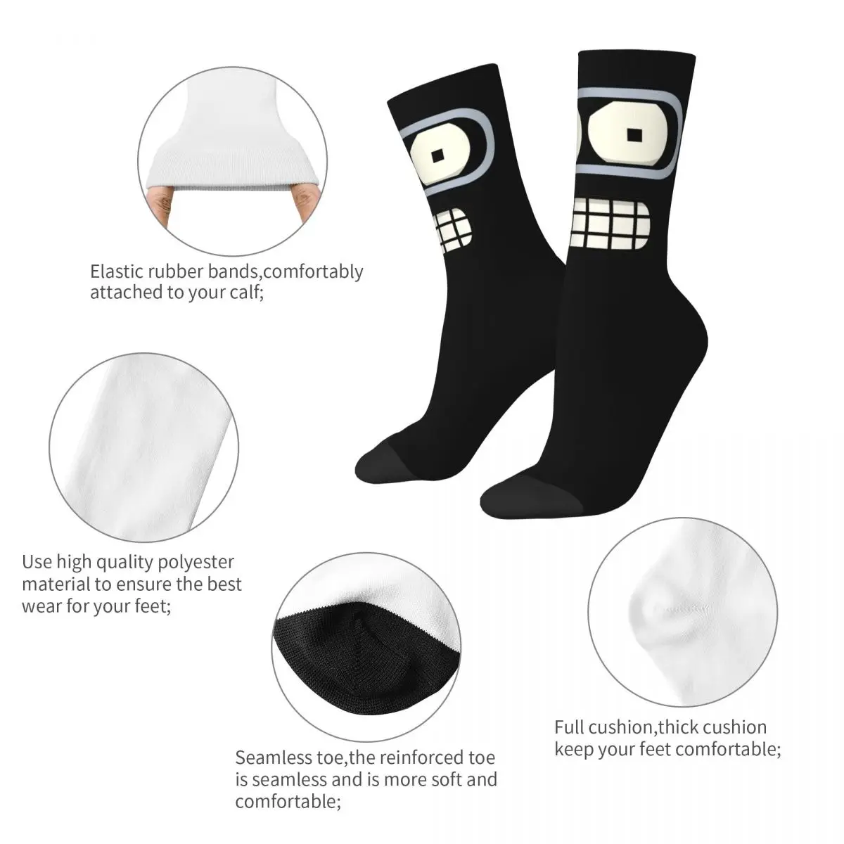 Fashion Men's Socks Casual Bender Face Sock Polyester Futuramas Sport Women Sock Spring Summer Autumn Winter