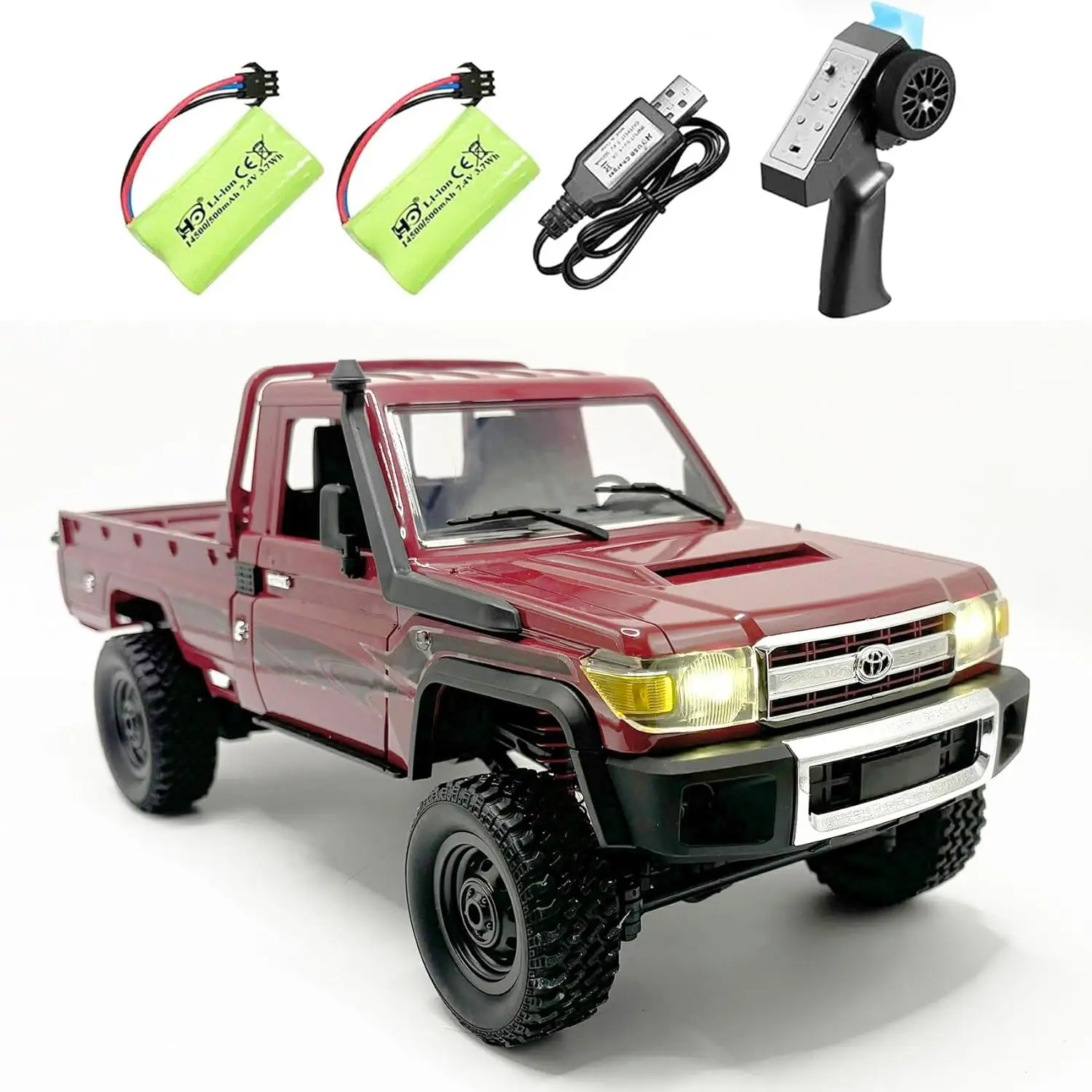 1/12 Scale RC Crawler 4x4 Remote Control Truck - Toyota Land Cruiser Off Road Pickup RTR All Terrain Vehicle with Full Proportional 2.4GHz, 280 Motor, Upgraded Chassis, 2 Batteries for Adults