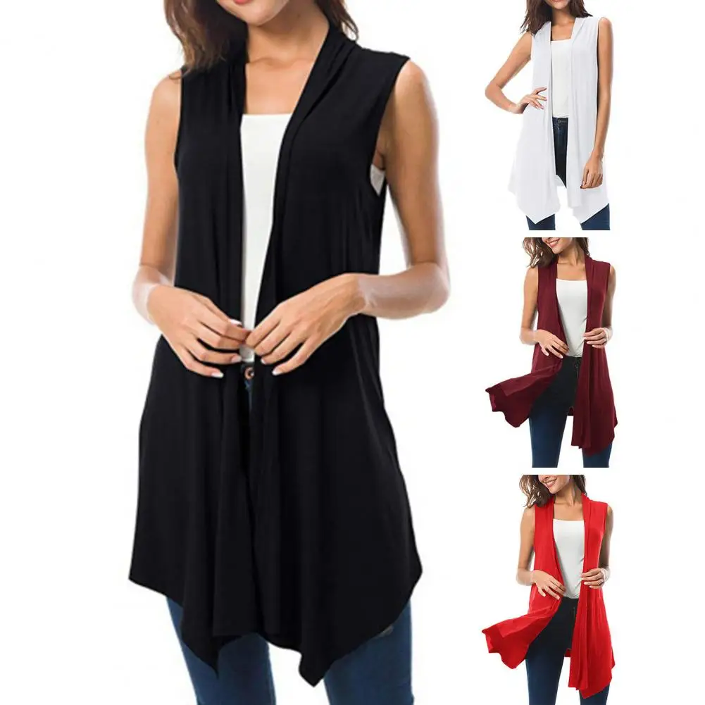 

Women Cardigan Vest Open Front Cardigan Tank Top Asymmetric Hem Open Front Draped Sleeveless Cardigan Waistcoat Women's Clothing