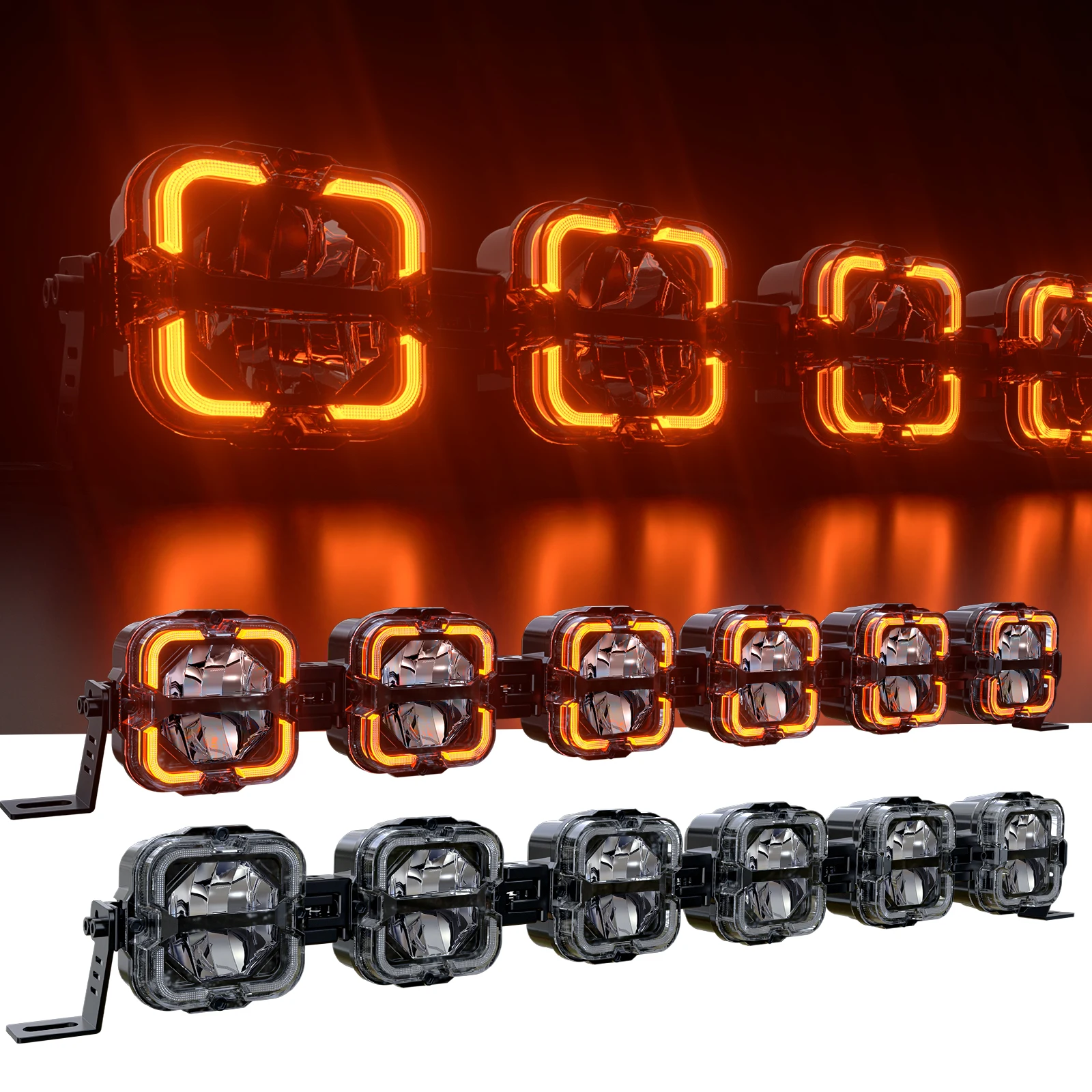 LOYO Light Bar DRL Offroad Fog Light Spotlight Modular Led Amber Strobe Light Bars Offroad 4x4 with RGB DRL