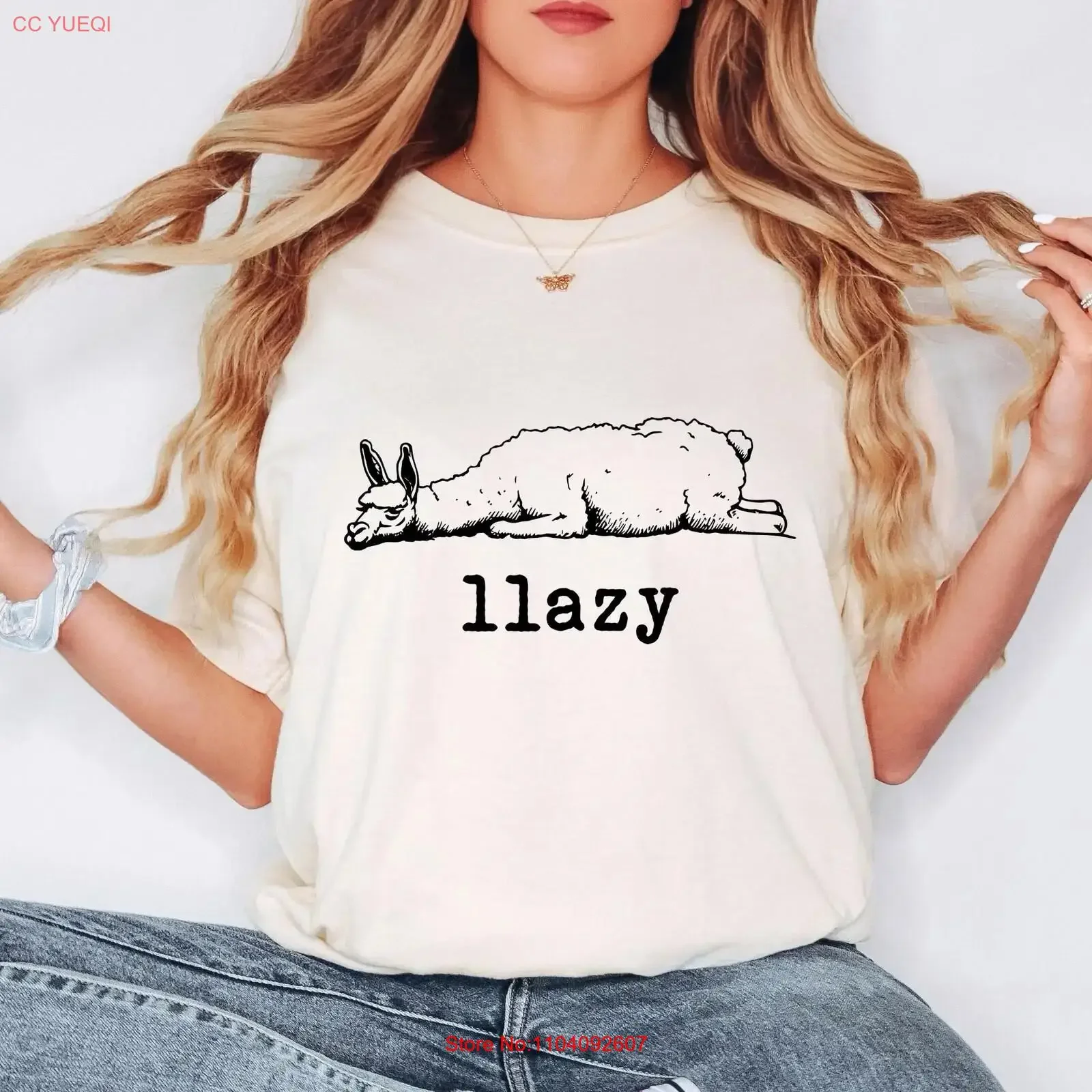 Llazy Llama T Shirt Funny Lazy Animal Pun Chill Vibes Loungewear Sarcastic for Homebodies Nap Lovers vintage Washed homme