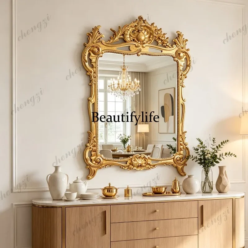 f178 French retro bathroom mirror dressing mirror bedroom American living room entrance decorative mirror