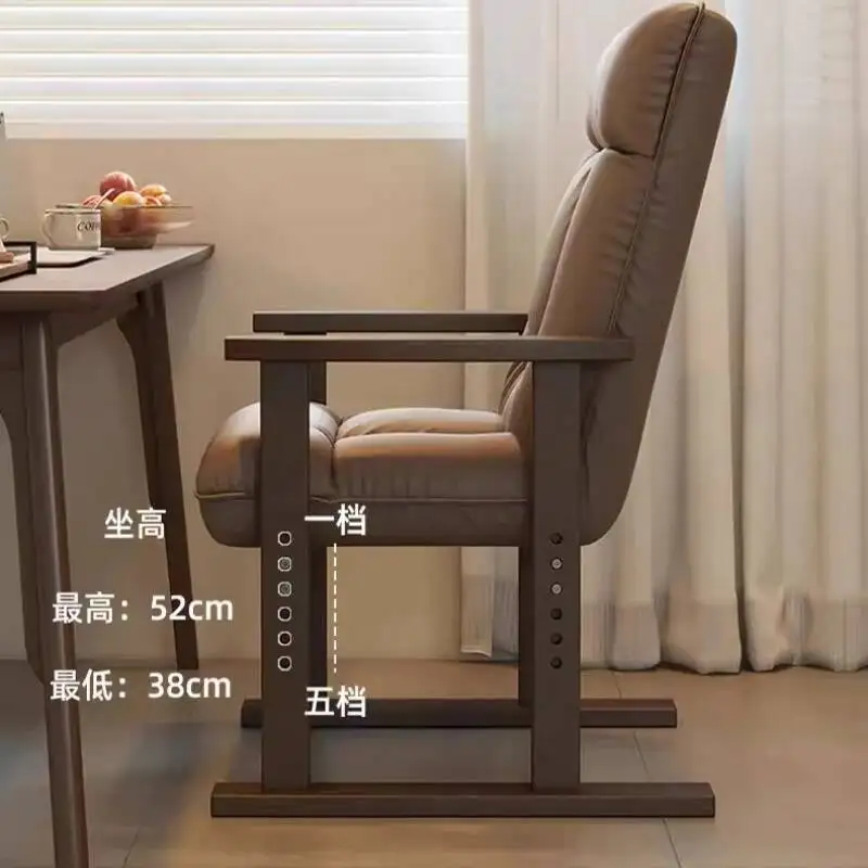 كرسي كمبيوتر من الخشب الصلب، كرسي أريكة مريح المستقرة، دراسة، كرسي مكتب، مسند ظهر قابل للطي، كرسي للاستلقاء للأشخاص الكسالى