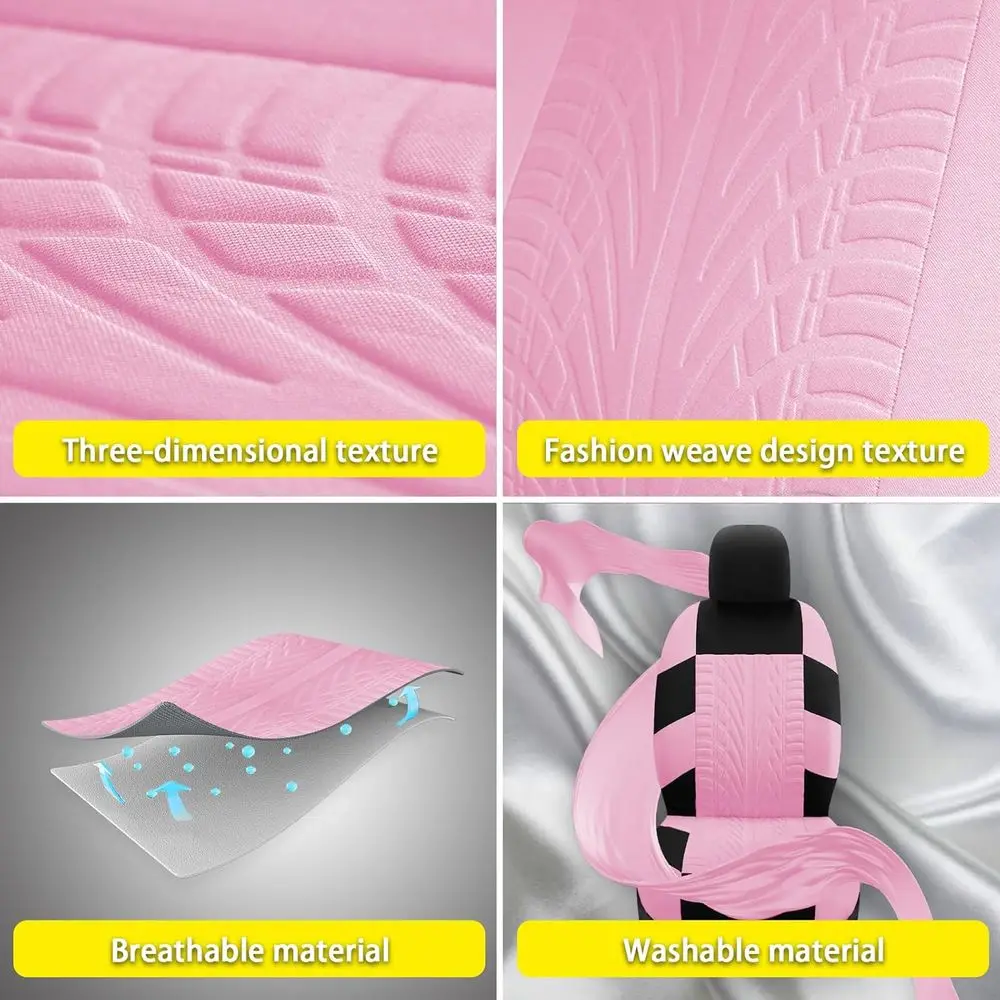 21 قطعة من أغطية مقاعد السيارة مجموعة كاملة للنساء، أغطية مقاعد السيارة لسجادات أرضية السيارة، طباعة إطارات ثلاثية الأبعاد مع إسفنجة مركبة 5 مم للسيارات #4