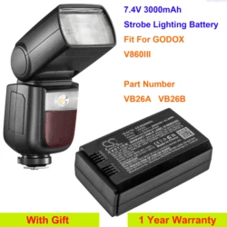 Cameron Sino 7.4V 3000mAh Strobe Lighting Battery VB26A VB26B for GODOX V860III, V860 3, V860 III