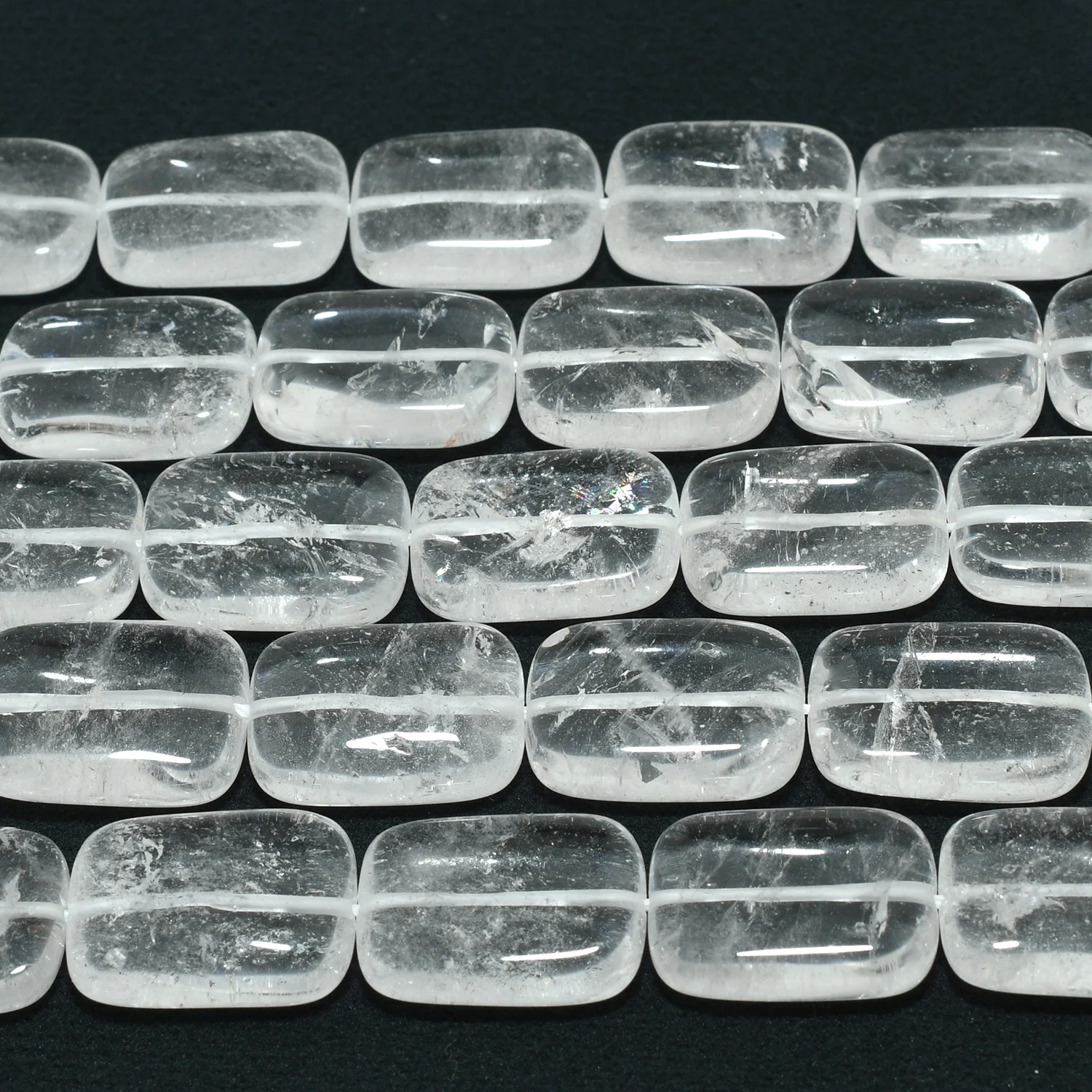 Natural Clean White Quartz Crystal With Inclusion Irregular Flat Rectangle Beads 15x20mm