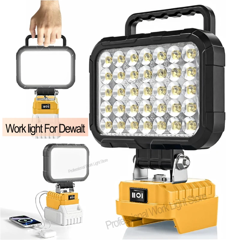 5-дюймовый рабочий фонарь Dewalt, литиевая батарея 18 В, беспроводные светодиодные фонари, совместимые с DCB204 DCB206, портативный уличный фонарик