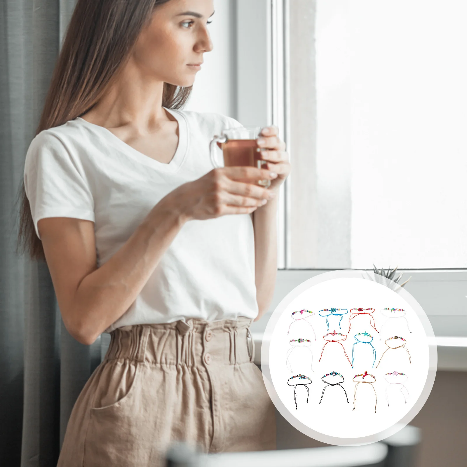 

12Pcs Braided Bracelet Pack Featuring Clay Bead Design Adjustable for Women Teen Girls Anklet Friendship Jewelry Stylish Daily