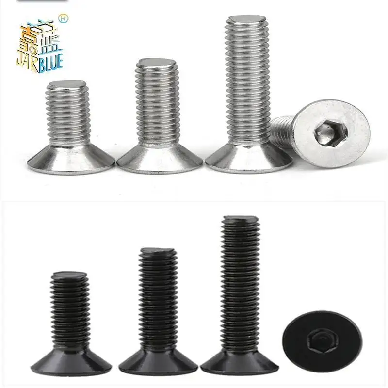 5-50pcs M2 M2.5 M3 M4 M5 M6 M8 Din7991 Stainless Steel 304 Or Black Grade 10.9 Hexagon Hex Socket Flat Head Countersunk Screw