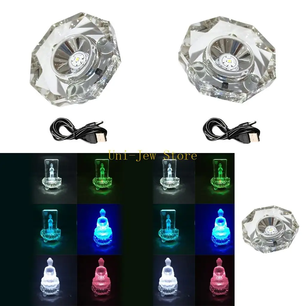 

40GB Adjustable LED Crystals Display Stand Child Safe ABS Base 7 Lighting Effects