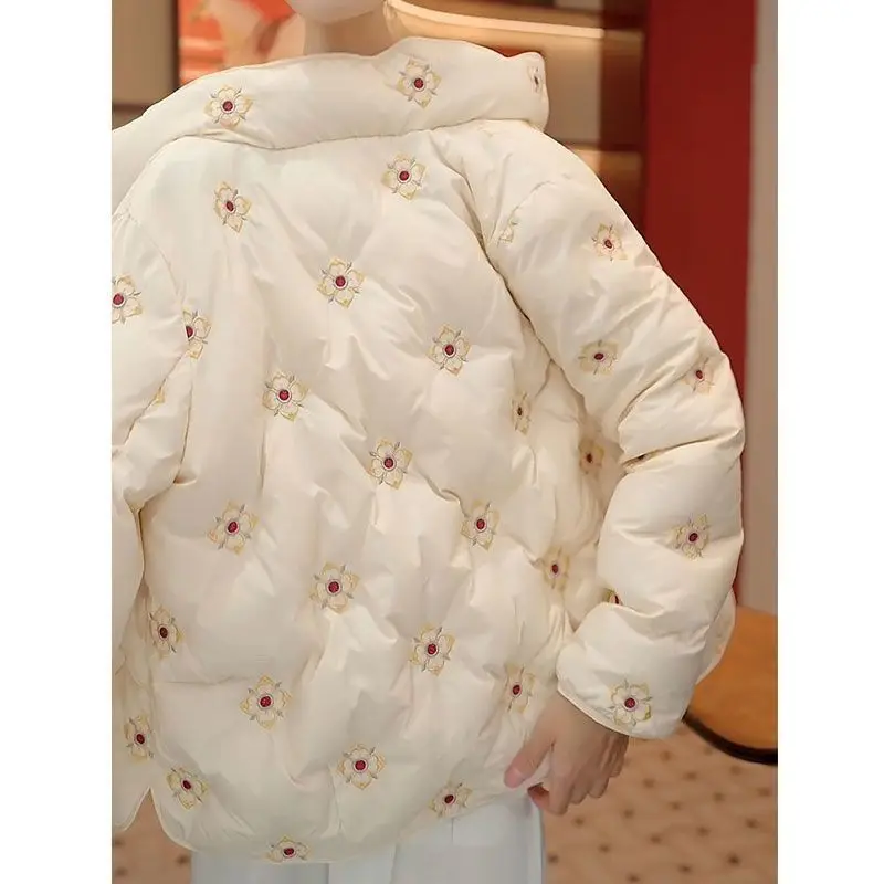 2026 New Design Sense Fashion Embroidery Fashion Thin Jacket Temperament Niche Versatile Down Cotton Cothes Women