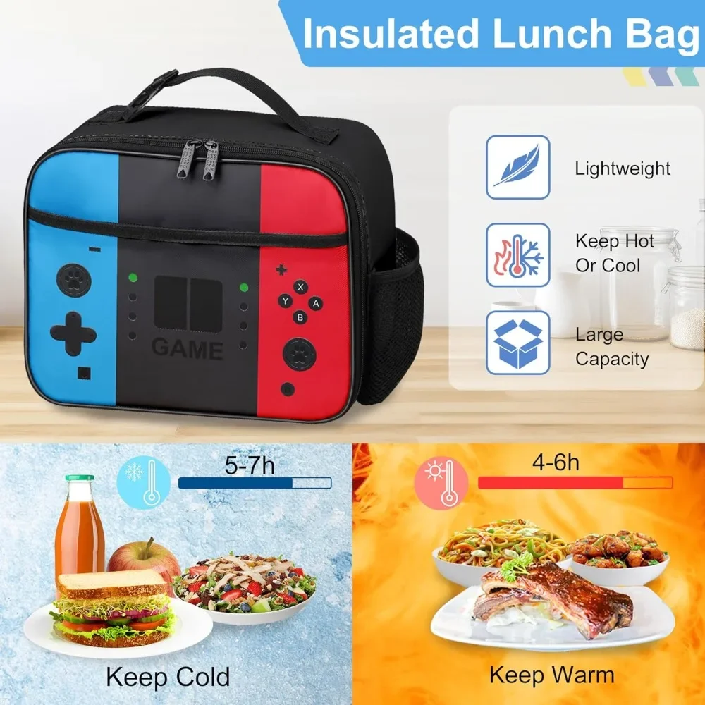 3PCS Kids Rolling Backpack for Boys Gamer Roller Wheels Bookbag with Lunch Box Travel Lightweight Roller School Bag for Teen - view 4